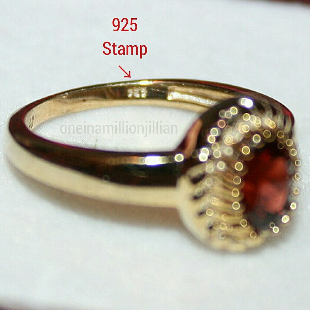 14k Gold Sterling JewelOnFire 1CT Garnet Ring - Picture 5 of 8